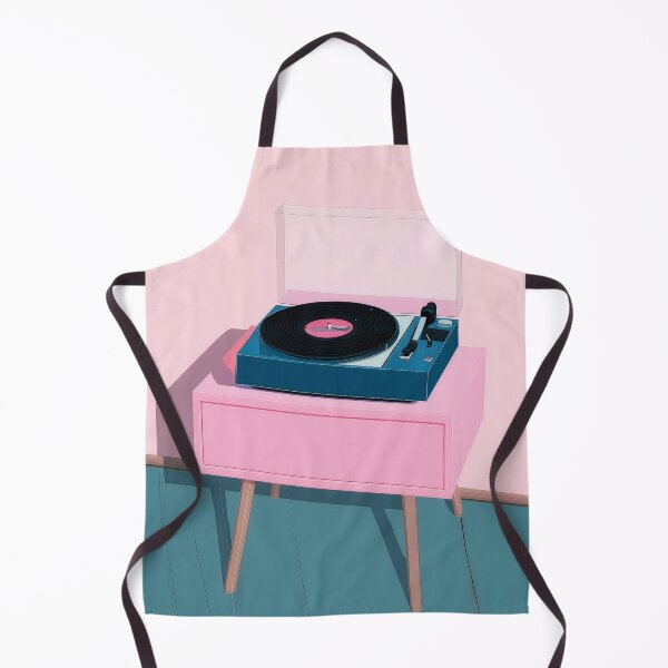 Artikelvorschau, Wandbild mit Plattenspieler im Mid-Century-Modern-Stil | Retro-Illustration eines Vinyl-Schallplattenspielers | Ästhetische Wohndekoration in Rosa und Türkis entworfen und verkauft von FortuneAndFrame.