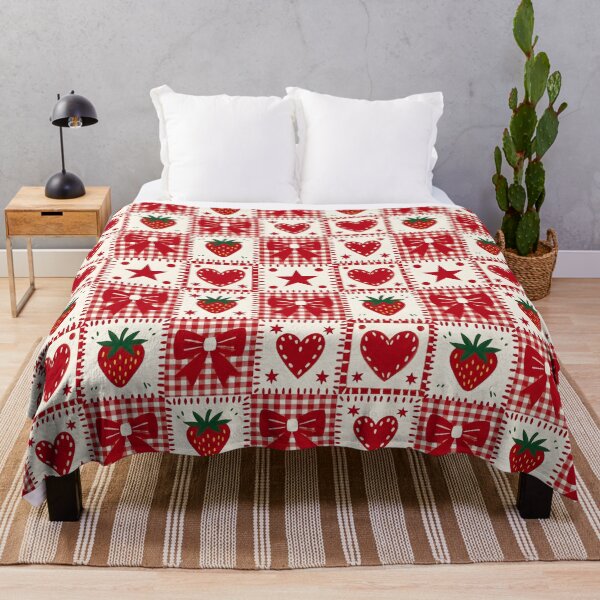 Item preview, Strawberry Valentine Seamless Pattern Red Heart Bow Patchwork Cute Red Gingham designed and sold by FRH Design ⭐⭐⭐⭐⭐.