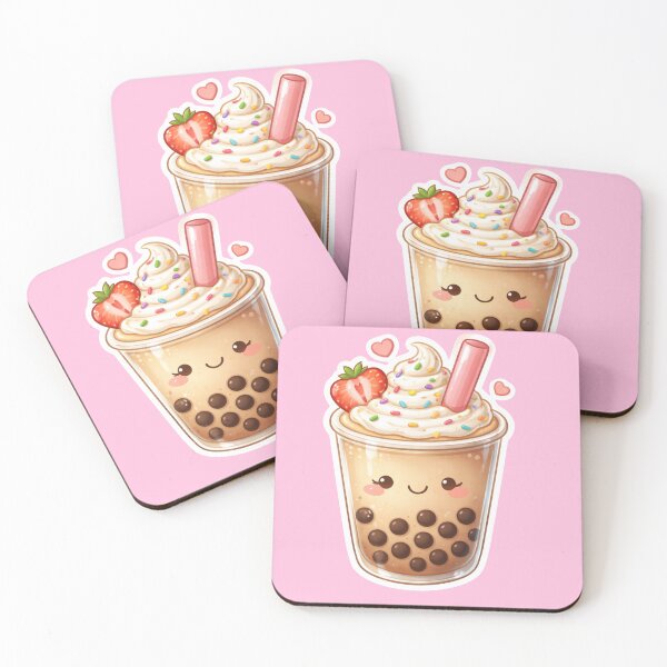 Item preview, Cute Kawaii Bubble Tea Sticker – Valentine Smiling Boba Milk Tea with Hearts | Adorable Food designed and sold by MeghannsMinimalMeals.