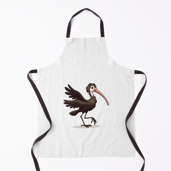 Item preview, A playful cartoon ibis with black feathers and a long pink bill, striking a cheerful pose. designed and sold by cave-canvas.