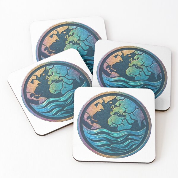 Item preview, Vibrant earth cracked planet with rising ocean waves in modern art style designed and sold by Creative88Art.