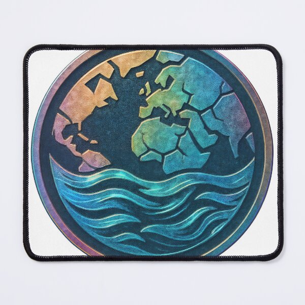 Item preview, Vibrant earth cracked planet with rising ocean waves in modern art style designed and sold by Creative88Art.