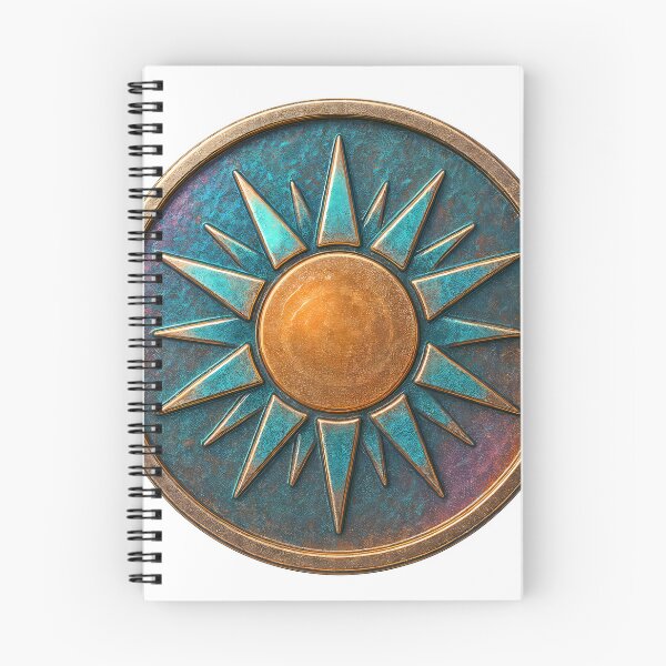 Item preview, Vibrant sun symbol with bronze and blue tones on circular plaque designed and sold by Creative88Art.