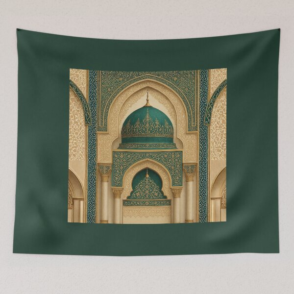 Item preview, Emerald & Gold Islamic Architecture: Elegant Moroccan Dome Illustration (V.1) designed and sold by D-Islamic.