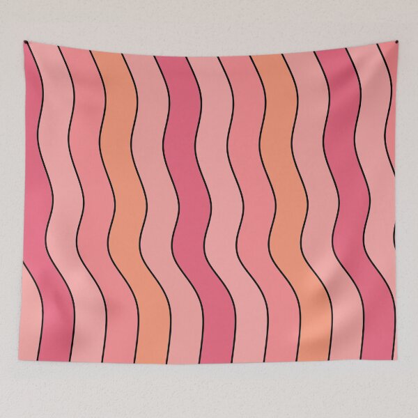 Item preview, Abstract Pink and Orange Pastel Retro 70s Wavy Groovy Lines Pattern designed and sold by Aesthetic Crew.