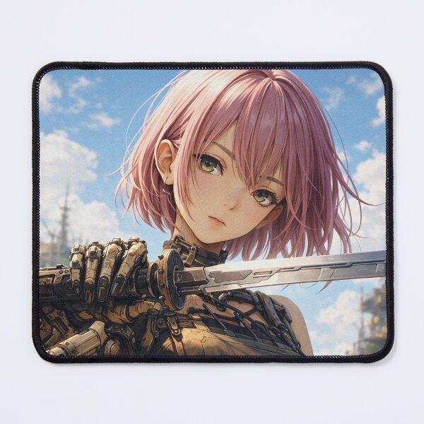 Item preview, Cyberpunk Pink-Haired Mech Girl in Ruins designed and sold by SangPrints.