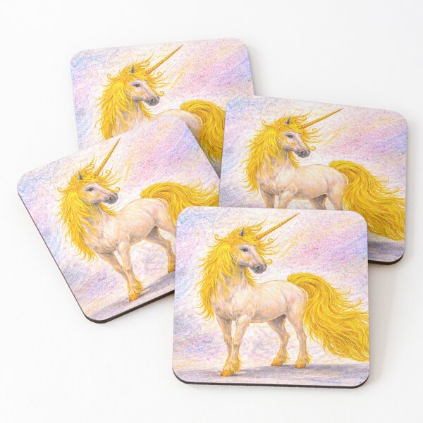 Item preview, Cute hand-drawn unicorn golden horse on crayon background  designed and sold by Ana Cristina Fluieras.