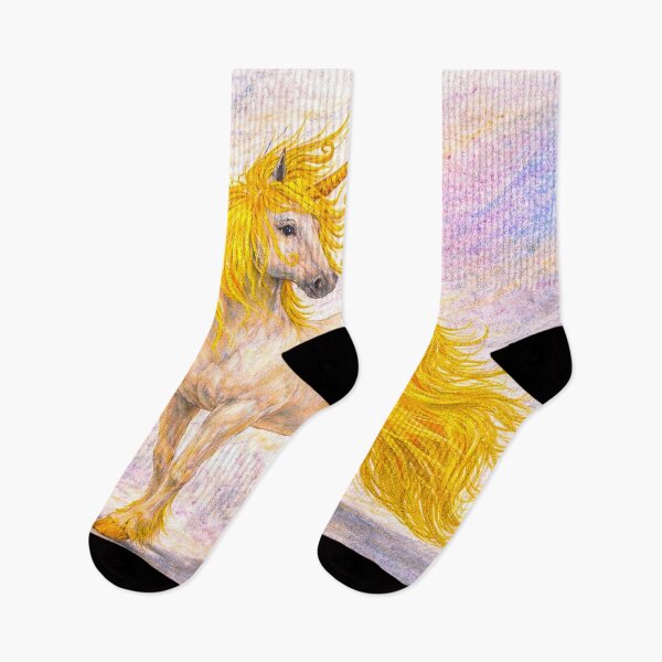 Item preview, Cute hand-drawn unicorn golden horse on crayon background  designed and sold by Ana Cristina Fluieras.