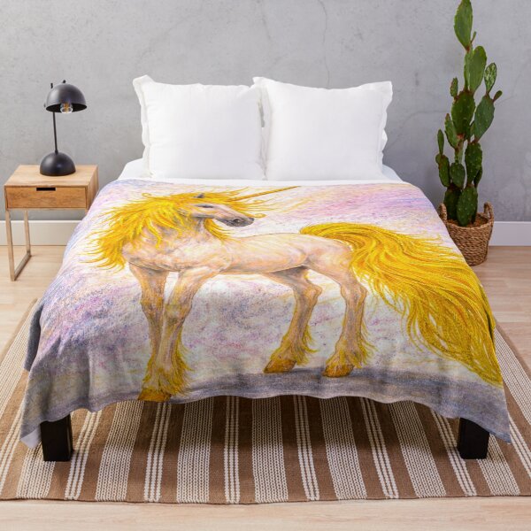 Item preview, Cute hand-drawn unicorn golden horse on crayon background designed and sold by Ana Cristina Fluieras.