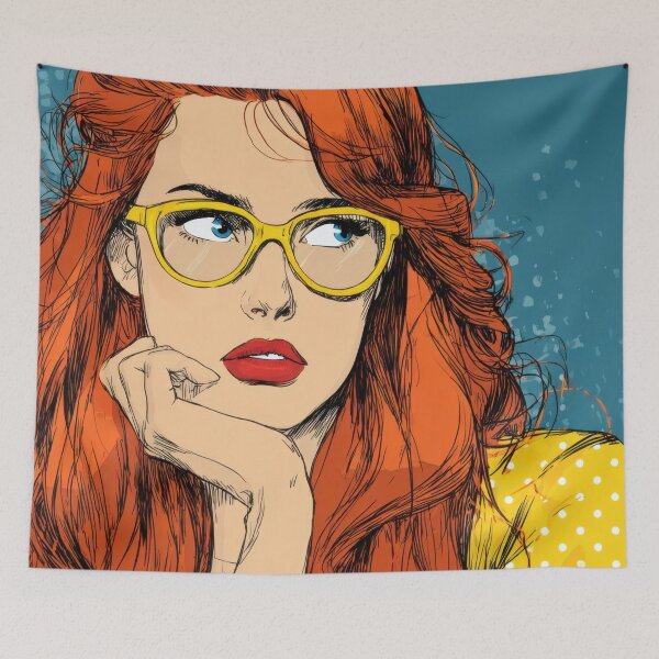Item preview, Glasses-wearing redhead at home designed and sold by anytka.