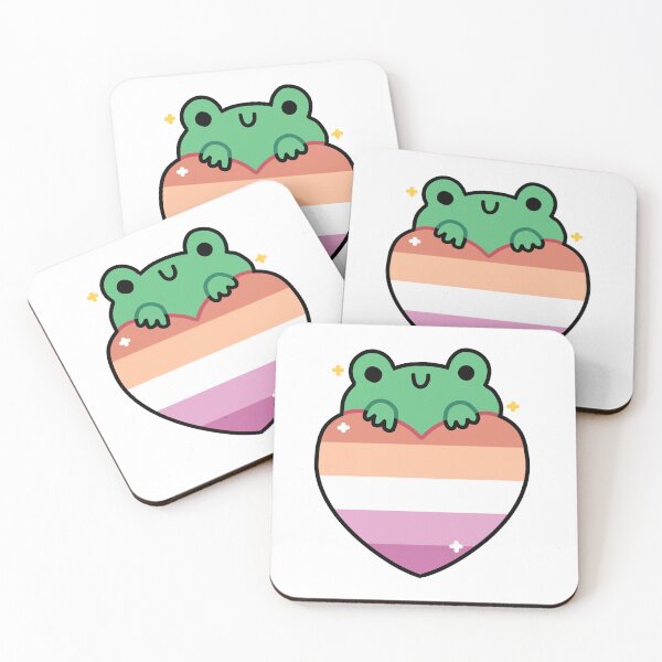 Item preview, lesbian flag kawaii frog designed and sold by phoebescribble.