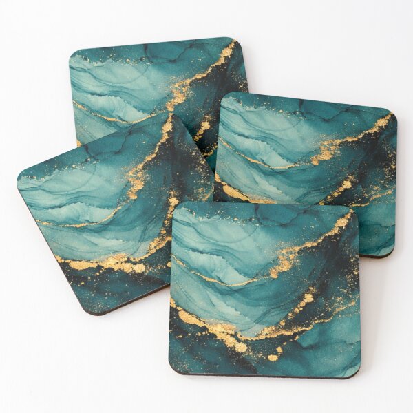 Item preview, Deep Teal and Gold Fluid Liquid Design designed and sold by Artful Soul.