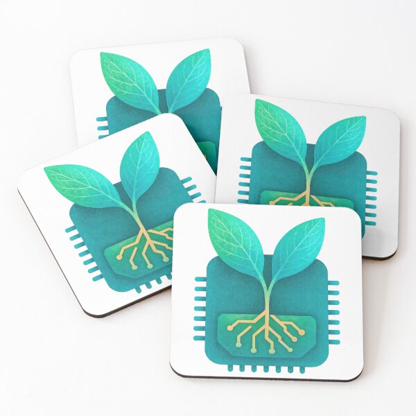 Item preview, Sustainable technology concept with green leaves on microchip designed and sold by Creative88Art.