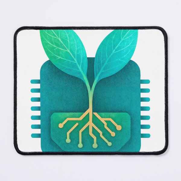 Item preview, Sustainable technology concept with green leaves on microchip designed and sold by Creative88Art.