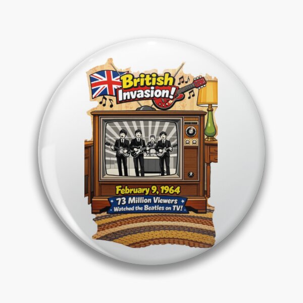 Item preview, British Invasion 1964 Cartoon TV Poster, Beatles on Ed Sullivan Tribute, Union Jack and Gretsch Guitar Pop Art, Retro 60s Music History Decor designed and sold by TerScott.
