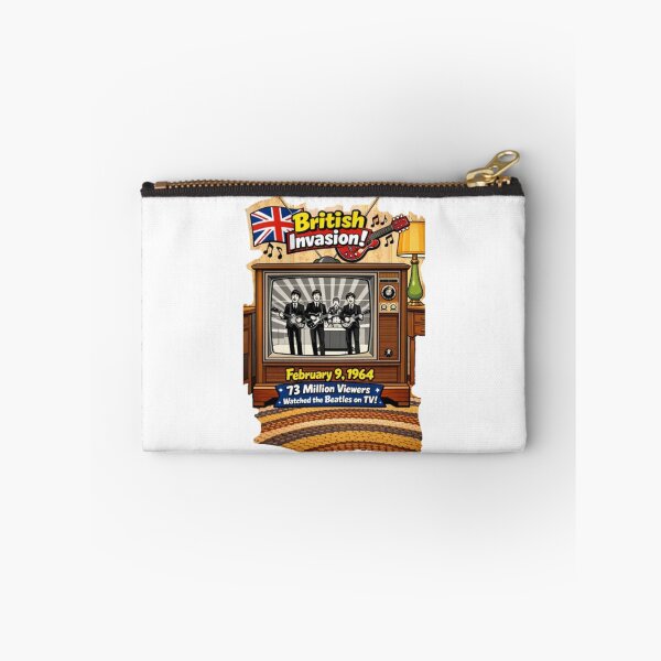 Item preview, British Invasion 1964 Cartoon TV Poster, Beatles on Ed Sullivan Tribute, Union Jack and Gretsch Guitar Pop Art, Retro 60s Music History Decor designed and sold by TerScott.