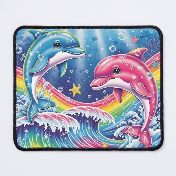 Item preview, Rainbow dolphins dancing in sparkling magical ocean waves designed and sold by butterflykissss.