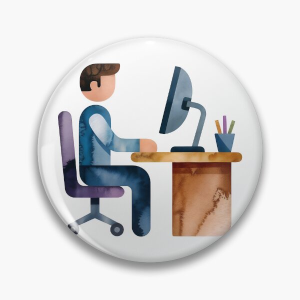 Item preview, Man working on computer at modern office desk with chair designed and sold by Creative88Art.
