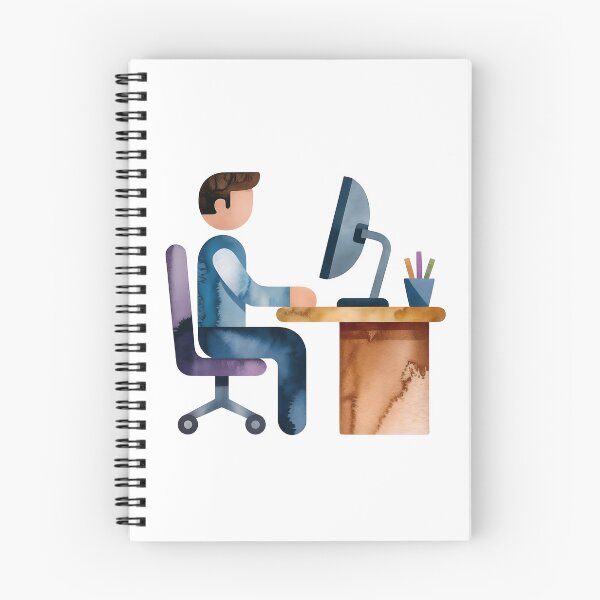 Item preview, Man working on computer at modern office desk with chair designed and sold by Creative88Art.