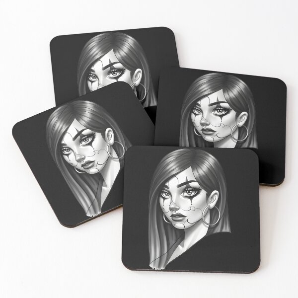 Item preview, Chicana clown girl Tattoo Style Black and White designed and sold by Prolificreate.