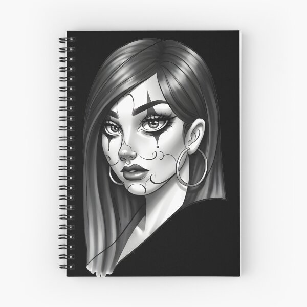Item preview, Chicana clown girl Tattoo Style Black and White designed and sold by Prolificreate.