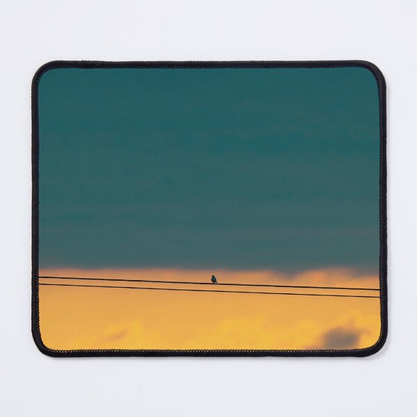 Item preview, A minimalist landscape of a cloudy sky at sunset with a bird on wires. designed and sold by NaturePhotography.