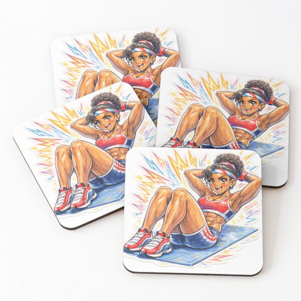 Item preview, Retro Anime Fitness Girl Ab Workout designed and sold by JonelleTshirts.
