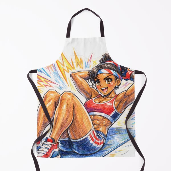 Item preview, Retro Anime Fitness Girl Ab Workout designed and sold by JonelleTshirts.