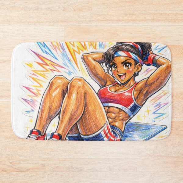 Item preview, Retro Anime Fitness Girl Ab Workout designed and sold by JonelleTshirts.