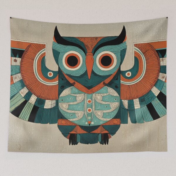 Item preview, Colorful owl design with tribal art designed and sold by anytka.