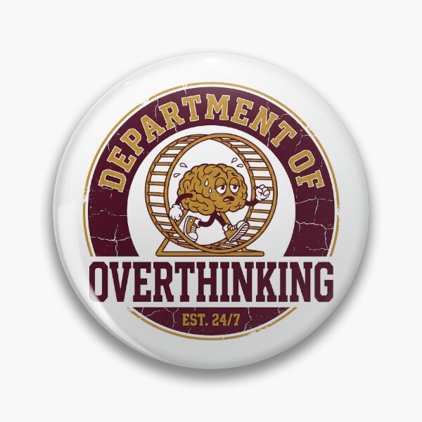 Item preview, Department Of Overthinking Funny Brain In Hamster Wheel Badge designed and sold by DigitalAnnaBanana.