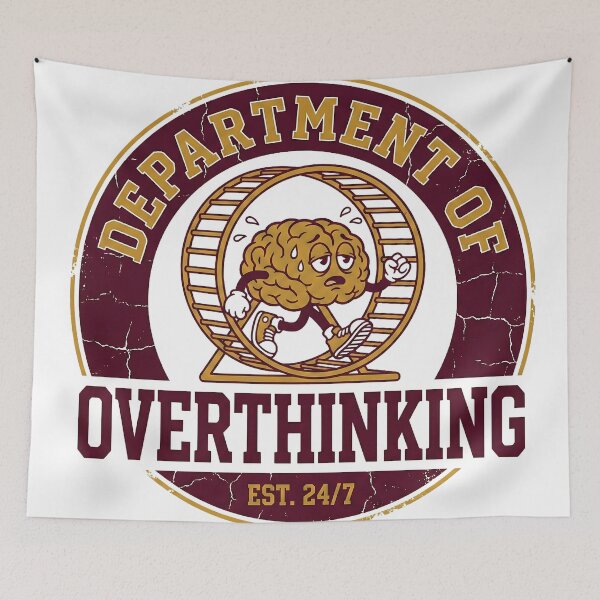 Item preview, Department Of Overthinking Funny Brain In Hamster Wheel Badge designed and sold by DigitalAnnaBanana.