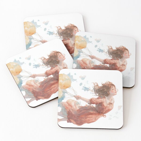 Item preview, Girl floats with balloons in the sky designed and sold by anytka.