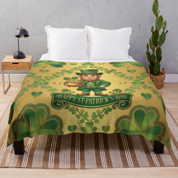 Item preview, Golden St. Patrick’s Day Leprechaun and Shamrock Pattern designed and sold by DGtaLrtcom.