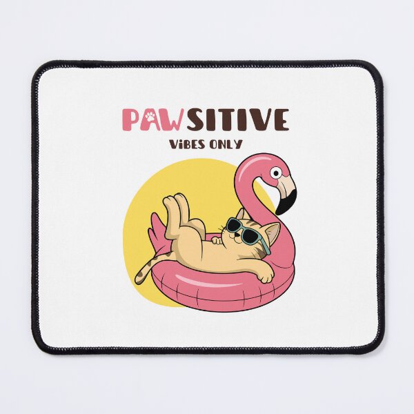 Item preview, Pawsitive Vibes Only – Cool Cat on Flamingo Float designed and sold by PICODOG.