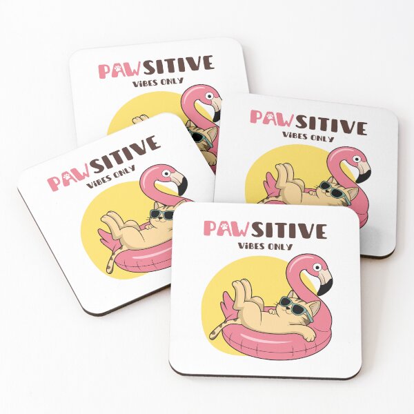 Item preview, Pawsitive Vibes Only – Cool Cat on Flamingo Float designed and sold by PICODOG.