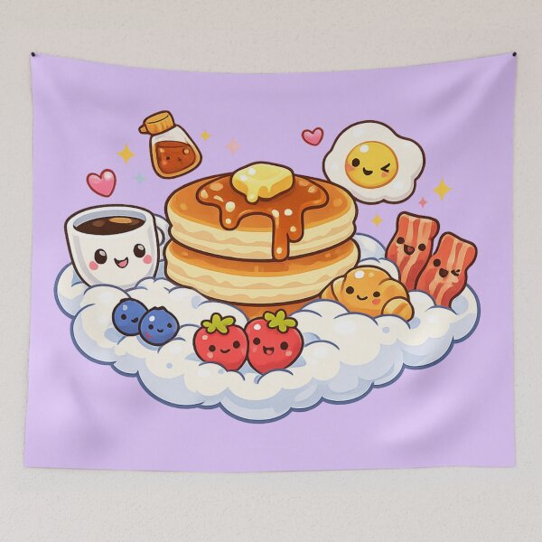 Item preview, Kawaii Breakfast Pancakes Sticker | Cute Floating Pancakes, Coffee, Egg & Fruit Illustration designed and sold by MeghannsMinimalMeals.