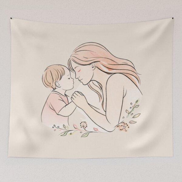 Item preview, Minimalist Pastel Mother and Child Illustration - Heartfelt Gift for Mom designed and sold by Nature's Palette.