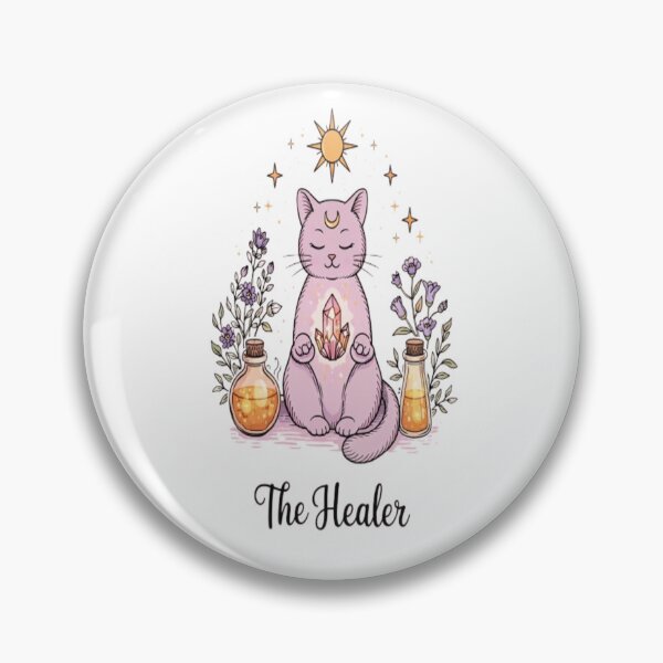 Item preview, The Healer Cat – Spiritual Crystal Cat Illustration with Moon & Stars designed and sold by ELVIN DESIGNS.