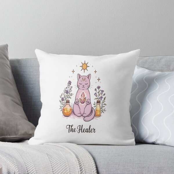 Item preview, The Healer Cat – Spiritual Crystal Cat Illustration with Moon & Stars designed and sold by ELVIN DESIGNS.