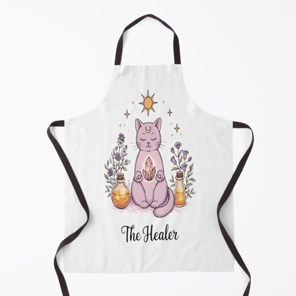 Item preview, The Healer Cat – Spiritual Crystal Cat Illustration with Moon & Stars designed and sold by ELVIN DESIGNS.