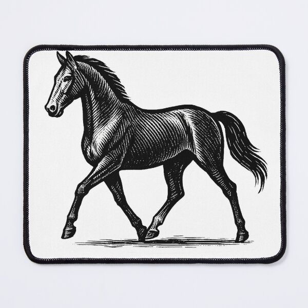 Item preview, Vintage Horse Trotting – Classic Black and White Illustration designed and sold by best-2025.