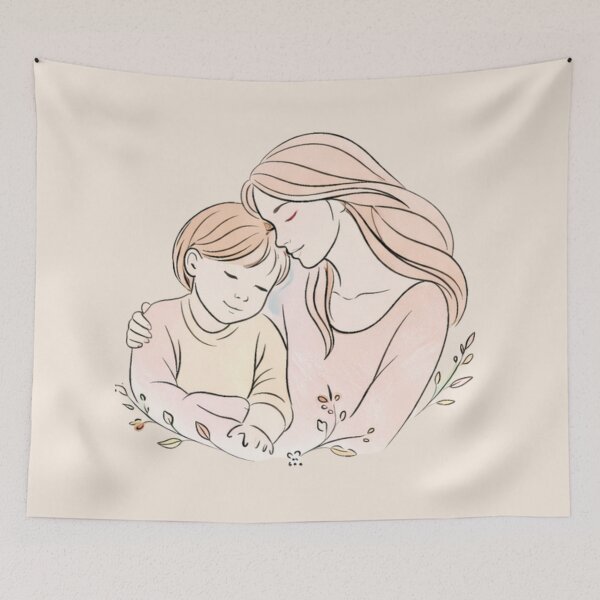 Item preview,  Minimalist Pastel Mother and Child Illustration - Perfect Mother's Day Gift designed and sold by Nature's Palette.