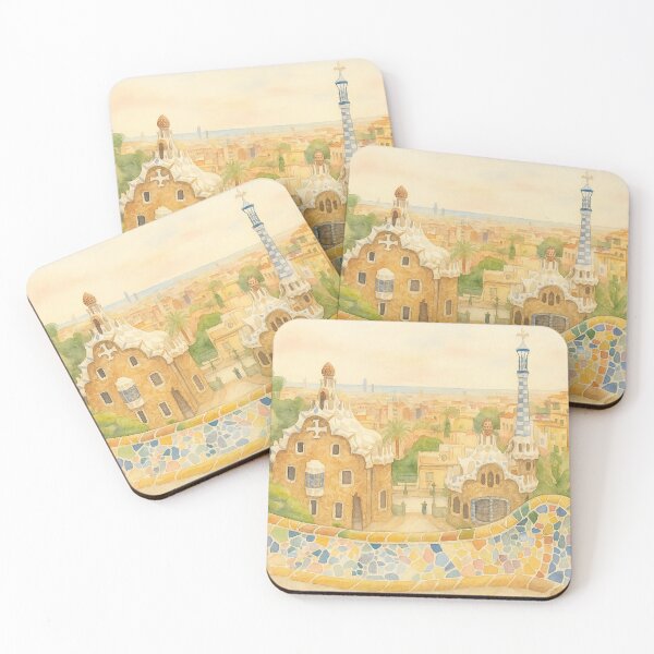Item preview, Park Guell Watercolor Vintage – Soft Pastel Barcelona Art Print designed and sold by best-2025.
