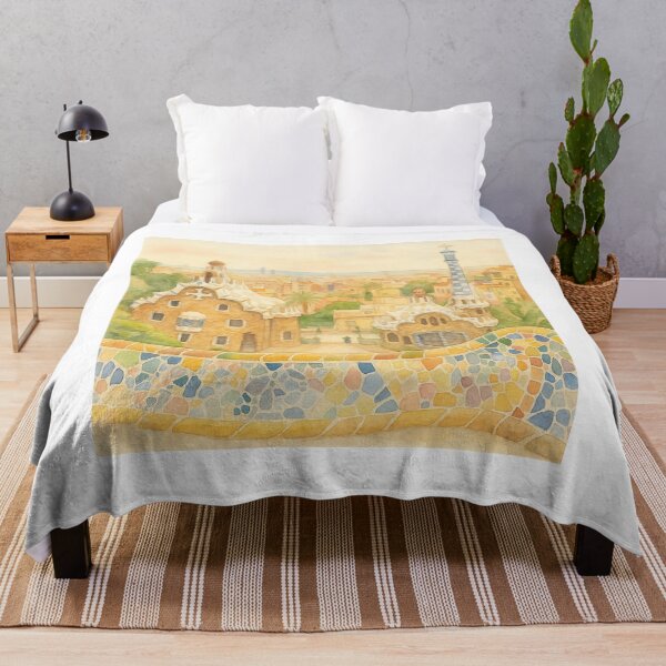 Item preview, Park Guell Watercolor Vintage – Soft Pastel Barcelona Art Print designed and sold by best-2025.