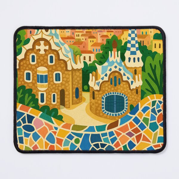 Item preview, Park Guell Barcelona – Colorful Gaudi Mosaic Illustration designed and sold by best-2025.