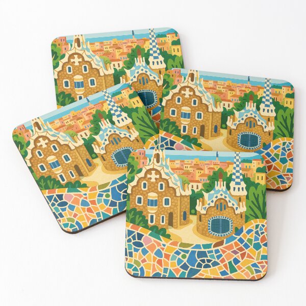 Item preview, Park Guell Barcelona – Colorful Gaudi Mosaic Illustration designed and sold by best-2025.