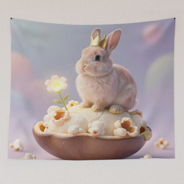 Item preview, Fluffy rabbit in a miniature crown designed and sold by PrintLabStudio.