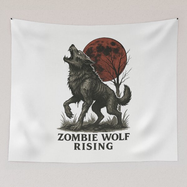 Item preview, Zombie Wolf Rising – Dark Vintage Horror Design designed and sold by best-2025.