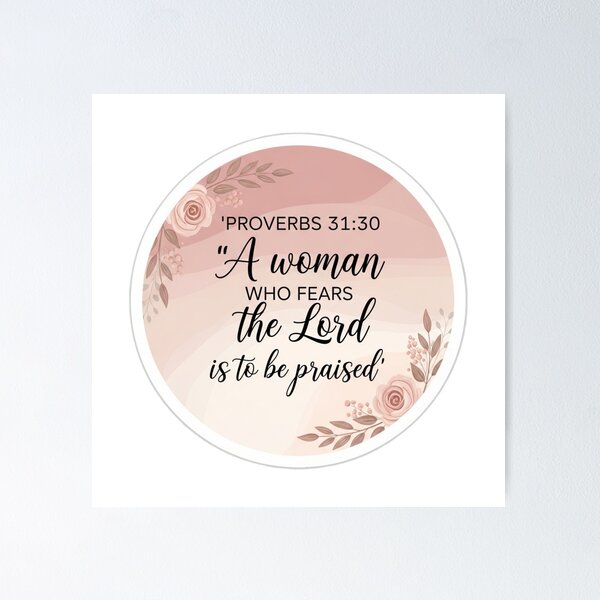 Item preview, Proverbs 31:30 Christian Sticker – A Woman Who Fears the Lord Feminine Design designed and sold by Illustrated Faith.